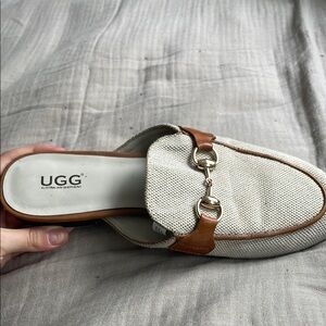 UGG Women's Cream and Tan Slip-On Loafers
